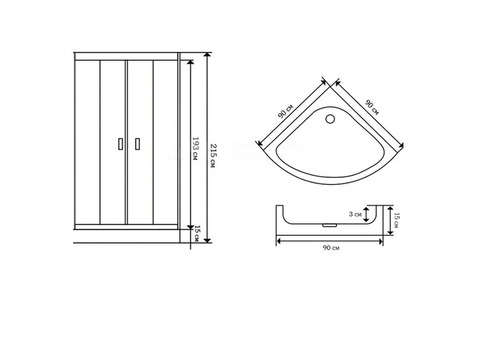 Душевая кабина Ceruttispa Viva91 низкий поддон 900х900 мм