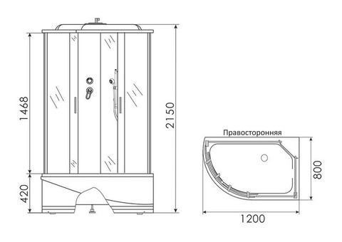 Душевая кабина Erlit Comfort ER3512TPR-C3-RUS 1200x800x2150 мм