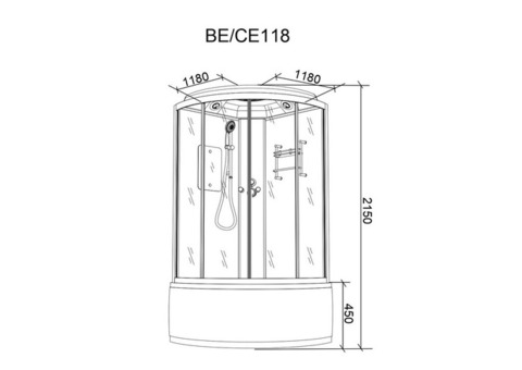 Душевая кабина Parly Bianco BE118 высокий поддон 1180х1180 мм