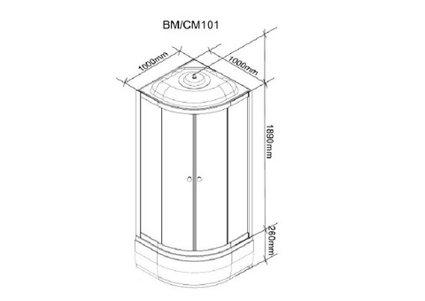 Душевая кабина Parly Bianco BM101 средний поддон 1000х1000 мм