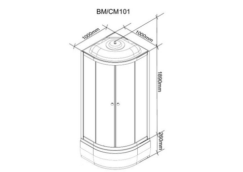 Душевая кабина Parly Bianco BM101T средний поддон 1000х1000 мм