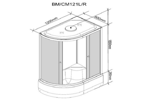 Душевая кабина Parly Bianco BM121T-L средний поддон 1200х800 мм