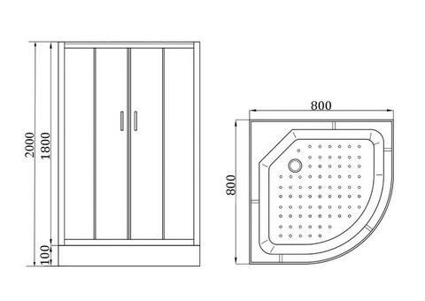 Душевая кабина Parly Classic Эконом EC83NR 800х800х1900 мм