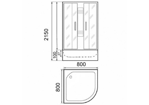 Душевая кабина Parly F81W 800х800х2150 мм