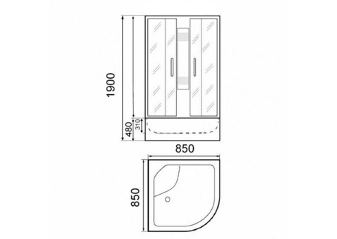 Душевая кабина Parly Tomorrow TM901P высокий поддон 850х850 мм
