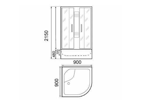 Душевая кабина Parly Аcrilic AE90 высокий поддон 900х900 мм