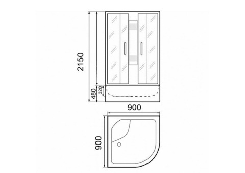 Душевая кабина Parly Аcrilic AE90N высокий поддон 900х900 мм