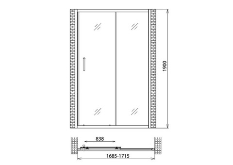 Душевая дверь Gemy Victoria S30191G 1700х1900 мм