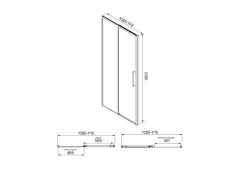 Душевая дверь Iddis Slide SLI6BS1i69 1100x1950 мм