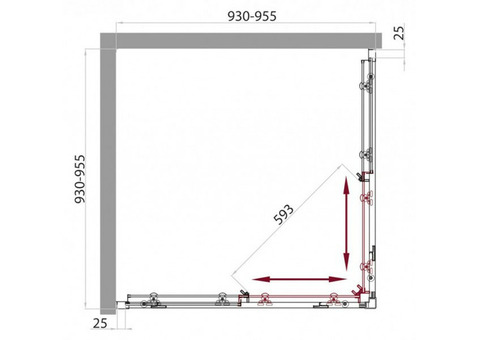 Душевое ограждение BelBagno Sela A-2-95-Ch-Cr 950x950x1900 мм