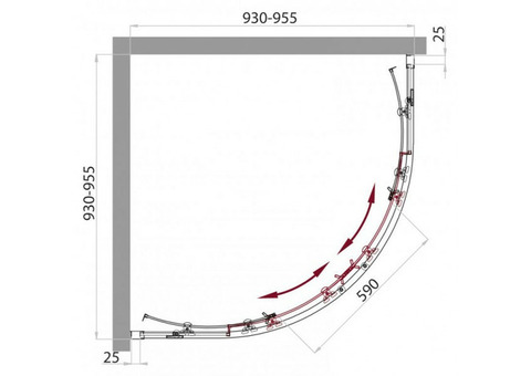 Душевое ограждение BelBagno Sela R-2-95-C-Cr 950x950x1900 мм