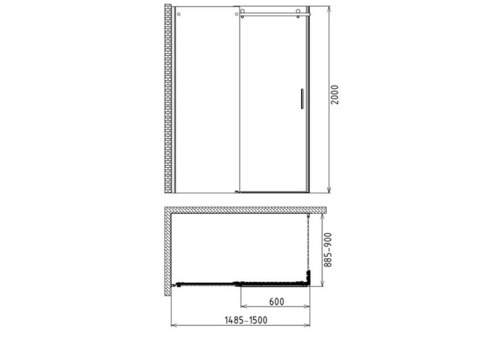 Душевой уголок Gemy Modern Gent S25191B-A6-90 1500х900х2000 мм