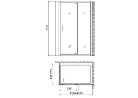 Душевой уголок Gemy Sunny Bay S28191D-A75 1300х750х1900 мм