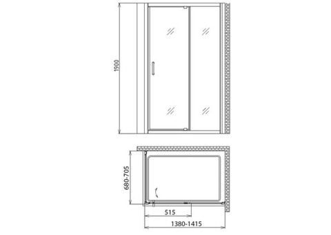 Душевой уголок Gemy Sunny Bay S28191E-A70 1400х700х1900 мм