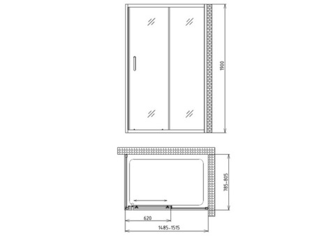 Душевой уголок Gemy Victoria S30191C-A80 1500х800х1900 мм