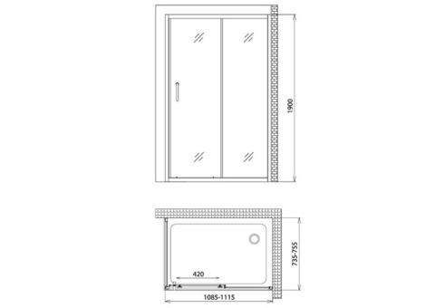 Душевой уголок Gemy Victoria S30191D-A75 1100х750х1900 мм