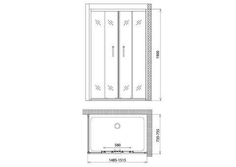 Душевой уголок Gemy Victoria S30192A-A75 1500х750х1900 мм