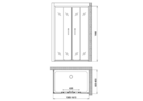 Душевой уголок Gemy Victoria S30192B-A85 1600х850х1900 мм