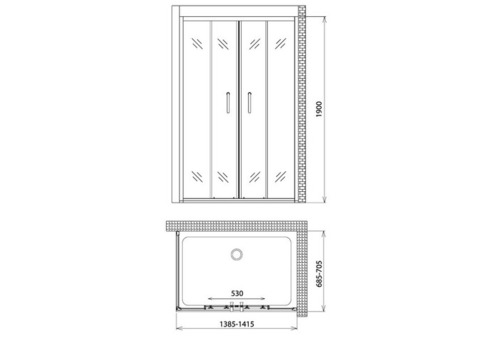 Душевой уголок Gemy Victoria S30192E-A70 1400х700х1900 мм