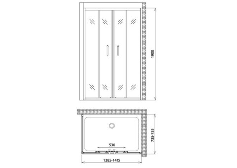 Душевой уголок Gemy Victoria S30192E-A75 1400х750х1900 мм