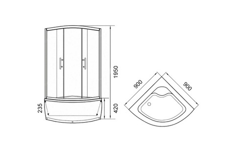 Душевой уголок Parly Z900 высокий поддон 900х900 мм