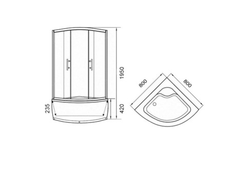 Душевой уголок Parly ZE80 высокий поддон 800х800 мм