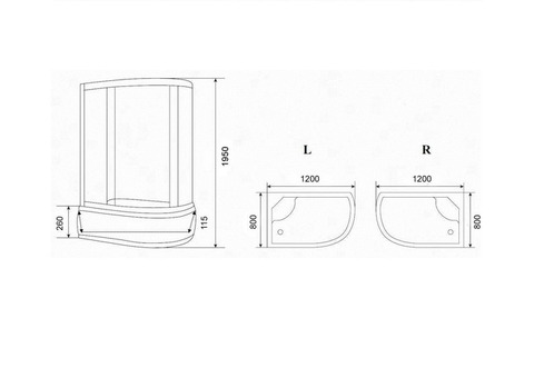 Душевой уголок Parly ZEM1201R средний поддон 1200х800 мм