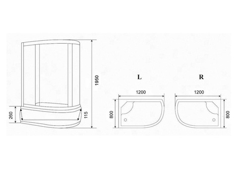 Душевой уголок Parly ZEM120P-L 1200х800х1950 мм