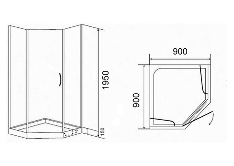 Душевой уголок Parly ZPE911T 900х900х1950 мм