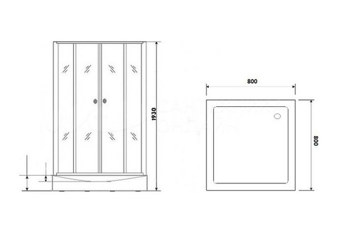 Душевой уголок Parly ZQ811 800х800х1950 мм