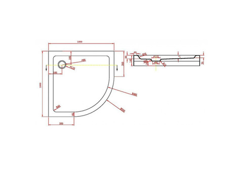 Поддон душевой Bravat Type-R2 P210 акриловая 1000х1000х140 мм