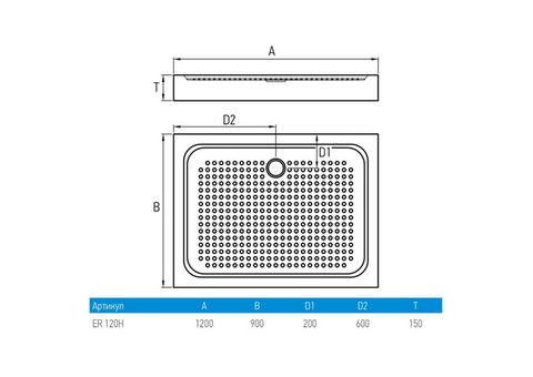 Поддон душевой Erlit Comfort ER120H прямоугольный 1200х900 мм