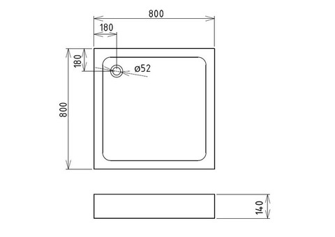 Поддон душевой Gemy ST15A квадратный 800х800х140 мм