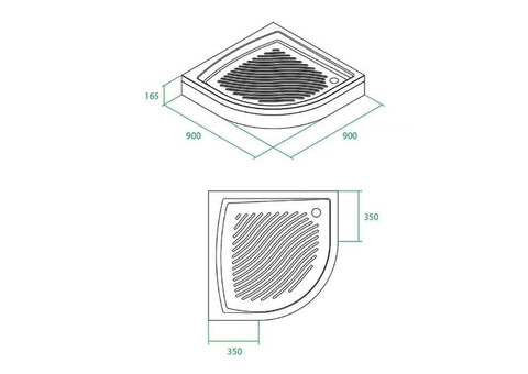 Поддон душевой Iddis 220R099i22 полукруглый 900х900х165 мм