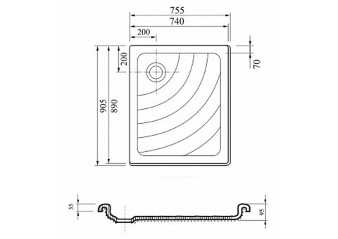 Поддон душевой Ravak Aneta LA прямоугольный 750x900 мм