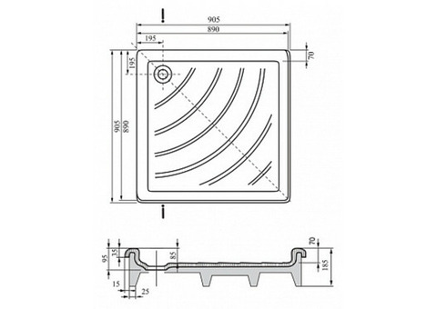 Поддон душевой Ravak Angela-90 EX квадратный 900x900 мм