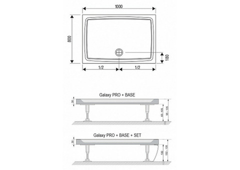 Поддон душевой Ravak Gigant Pro Flat прямоугольный 1000x800х30 мм