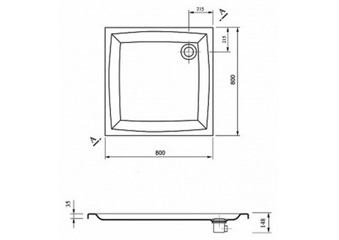 Поддон душевой Ravak Perseus-80 LA квадратный 800x800х50 мм