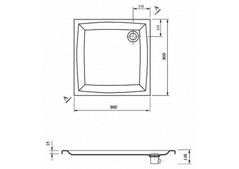 Поддон душевой Ravak Perseus-90 LA квадратный 900x900х50 мм