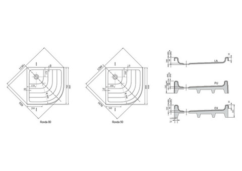 Поддон душевой Ravak Ronda-90 LA полукруглый 900x900х95 мм