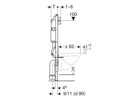 Инсталляция для подвесного унитаза Geberit Duofix UP100 с кнопкой смыва Delta 51 458.125.11.1