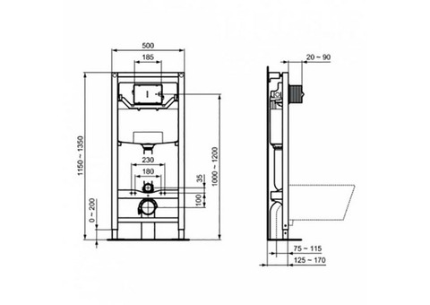 Инсталляция для подвесного унитаза Ideal Standard ProSys Frame 120 P R027767