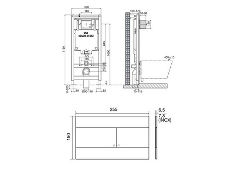 Система инсталляции для унитаза Oli 80 300572mRI00 с клавишей смыва Slim