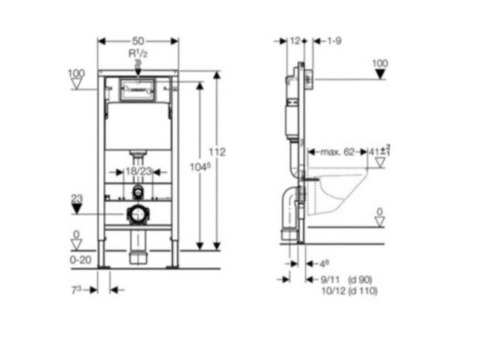 Система инсталляции для унитаза Geberit Duofix монтажный сет 3 в 1