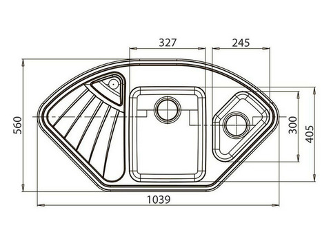 Кухонная мойка GranFest Corner GF-C1040E 1039х560 мм композитная песочная угловая