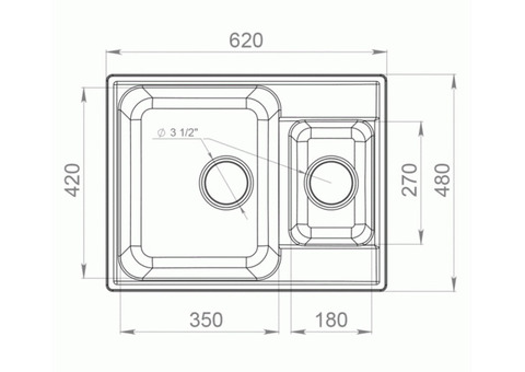 Кухонная мойка GranFest Quarz GF-Z09 620х480 мм композитная белая двухсекционная