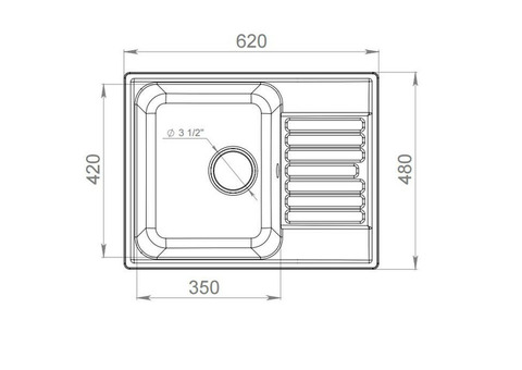 Кухонная мойка GranFest Quarz GF-Z13 620х480 мм композитная серая