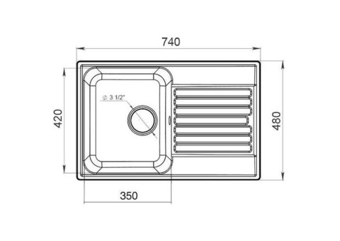 Кухонная мойка GranFest Quarz GF-Z78 740х480 мм композитная черная