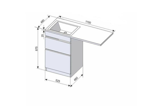 Тумба с раковиной Style Line Даллас 115 R Люкс Plus белая