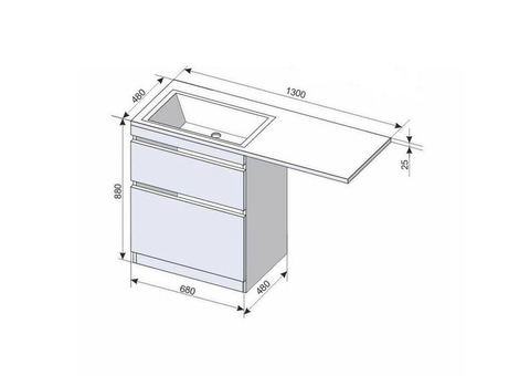 Тумба с раковиной Style Line Даллас 130 L Люкс Plus белая